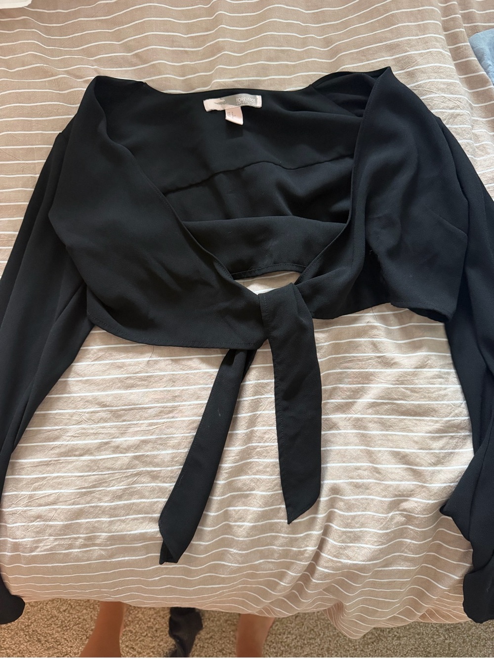 Black Tie-Front Women's Top forever 21